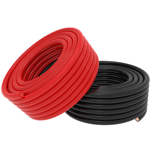 2 AWG Gauge 10 Feet Welding Battery Cable 3m Red + Black Pure Copper Power Wire for Inverter, Automotive, Car, Truck, Motorcycle, Boat, RV, Solar