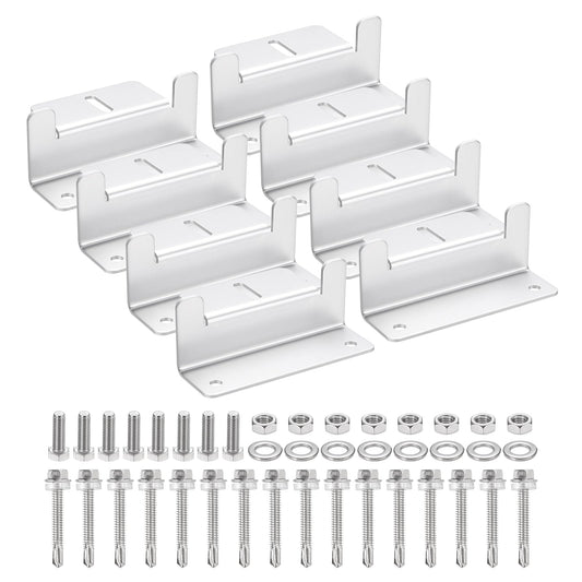MECCANIXITY 1 Set Aluminum Solar Panel Mounting Brackets, Solar Panel Z Bracket Mounting Kit, Z Bracket Set with Screws for RV Roof Cabin Factory Installation, White