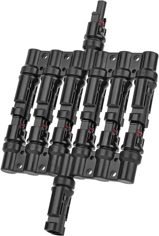 1 to 6 Solar Panel Connector - 6 Way Y Branch DIY Mount Tool Solar Parallel Connector in Pair - Solar Wire Connectors for Connection Between Solar Panels