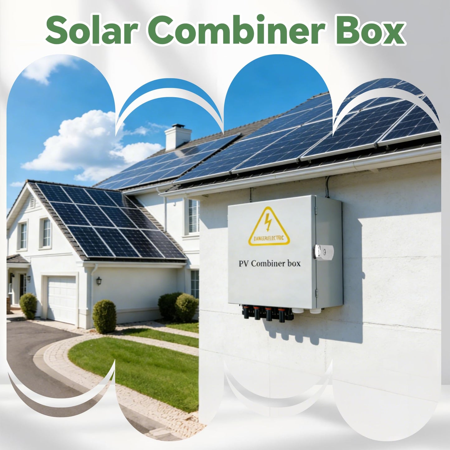 4 String Solar Combiner Box, IP65 Waterproof for On/Off Grid System, With Lightning Arrester, 15A Rated Current Fuse & 63A Circuit Breaker, Plastic Box