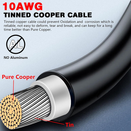 40 Feet 10AWG Solar Extension Cable with Female and Male Connector with Storage Bag Weatherproof Cable Kit for RV Camper Ferry (40FT Red + 40FT Black 10AWG)
