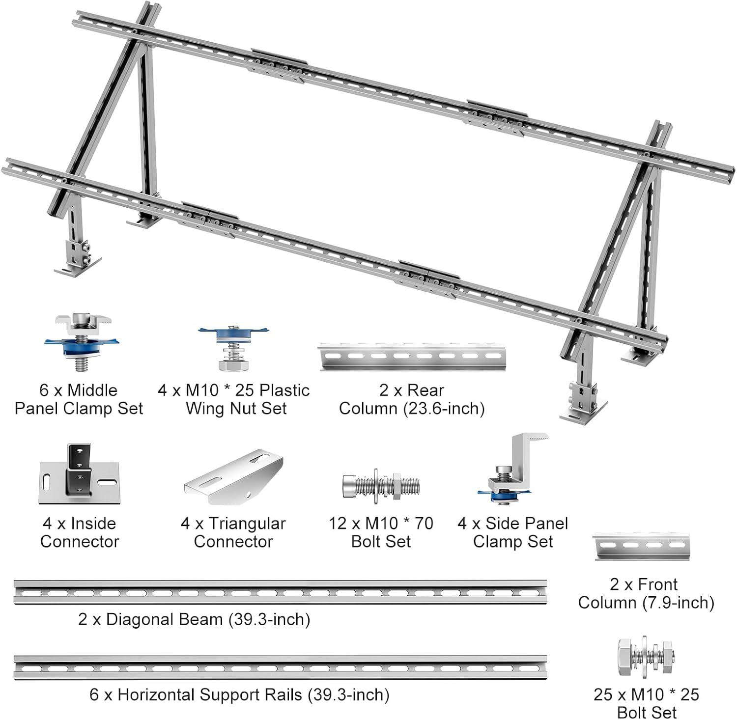 Ground solar panel installation rack