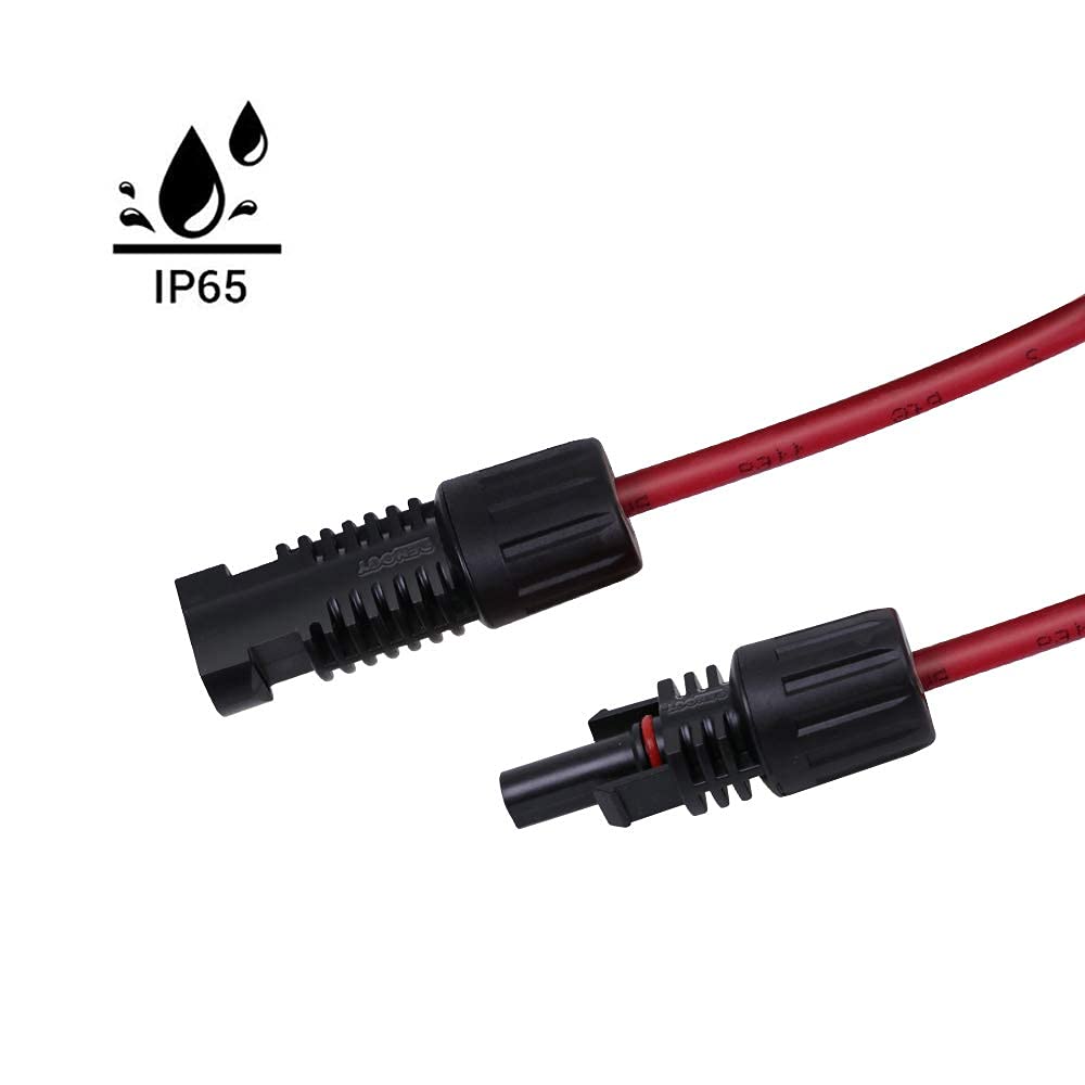 Renogy 20FT 12AWG Solar Panel Extension Cable with Female and Male Connectors, 20Ft. 12AWG, 1 Pair 20' 12 Gauge Red and Black