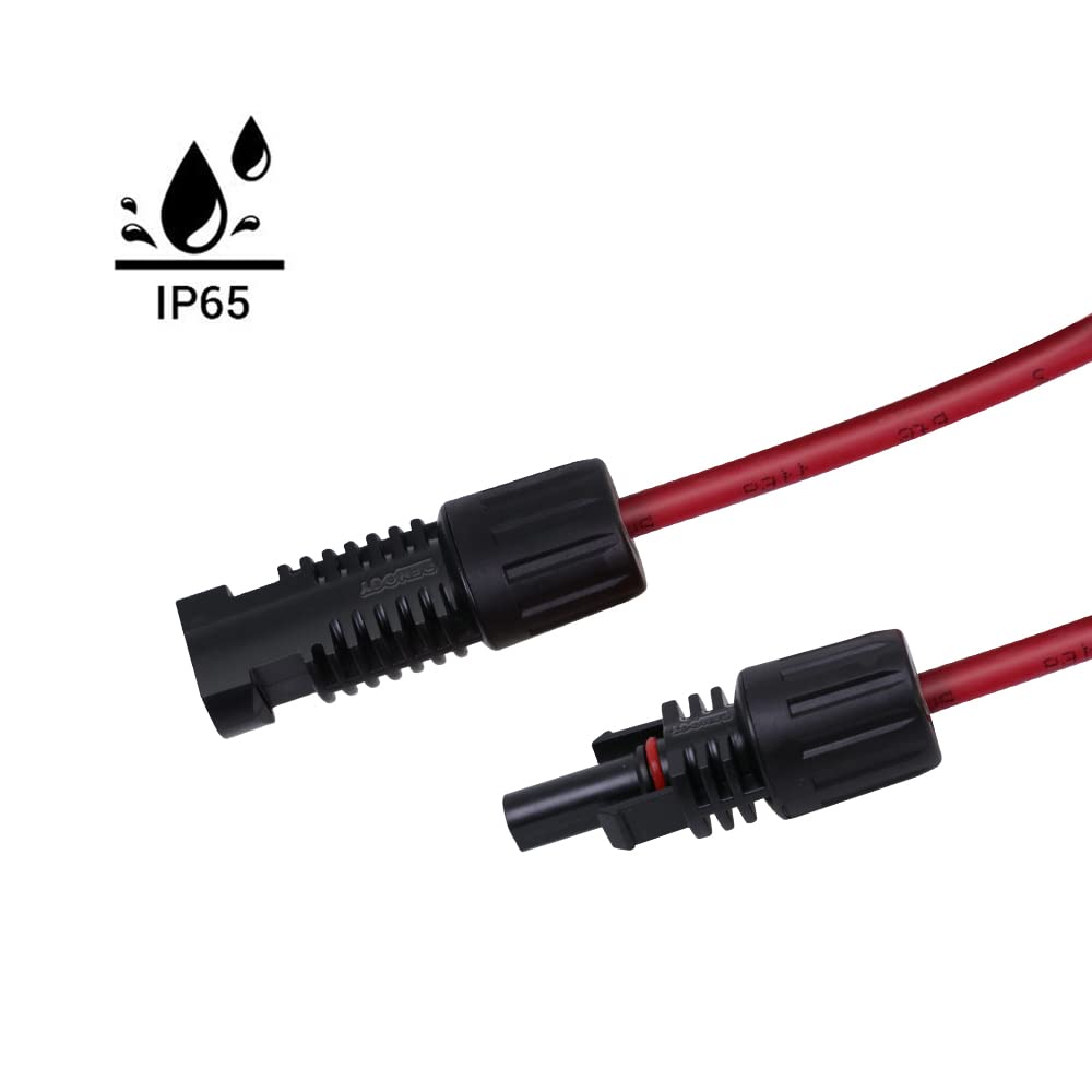 Renogy 20FT 12AWG Solar Panel Extension Cable with Female and Male Connectors, 20Ft. 12AWG, 1 Pair 20' 12 Gauge Red and Black
