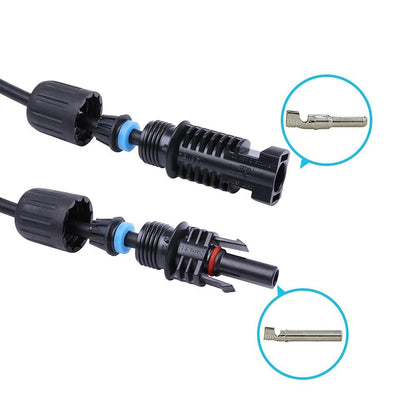 Renogy 20FT 12AWG Solar Panel Extension Cable with Female and Male Connectors, 20Ft. 12AWG, 1 Pair 20' 12 Gauge Red and Black