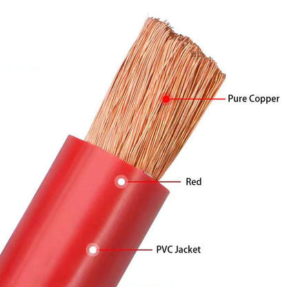 2 AWG Gauge 10 Feet Welding Battery Cable 3m Red + Black Pure Copper Power Wire for Inverter, Automotive, Car, Truck, Motorcycle, Boat, RV, Solar