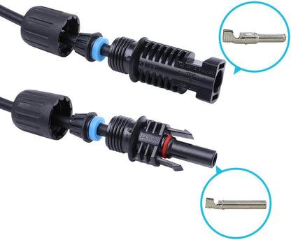 Renogy 20FT 12AWG Solar Panel Extension Cable with Female and Male Connectors, 20Ft. 12AWG, 1 Pair 20' 12 Gauge Red and Black
