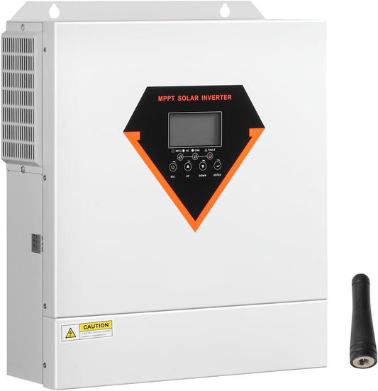 3000W Hybrid Solar Inverter, Pure Sine Wave Power Inverter Charger, 24V DC to 110/120V AC, Integrated 100A MPPT Solar Controller, Compatible with Off-Grid Systems and Various Battery Types