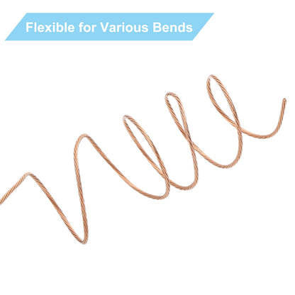 PATIKIL Bare Copper Ground Wire, 18 Gauge 50 Feet Solid Braided Copper Cables Electronic Wire Grounding Conductor Stranded Metallic Wire for Lamp Electrical Equipment