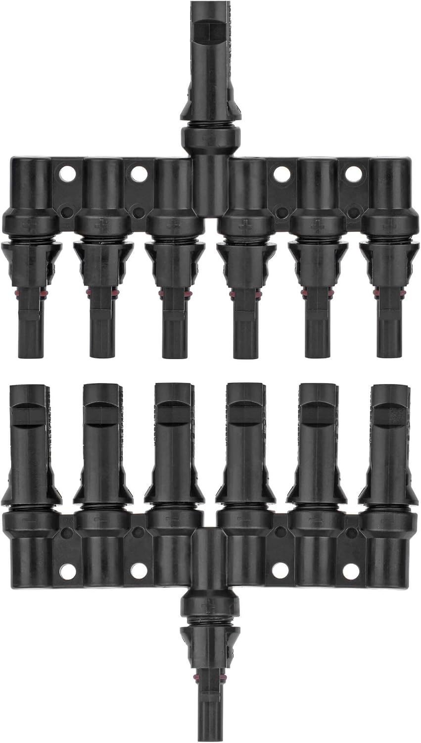 1 to 6 Solar Panel Connector - 6 Way Y Branch DIY Mount Tool Solar Parallel Connector in Pair - Solar Wire Connectors for Connection Between Solar Panels