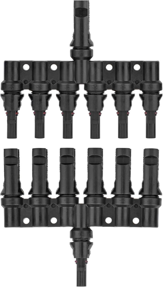 1 to 6 Solar Panel Connector - 6 Way Y Branch DIY Mount Tool Solar Parallel Connector in Pair - Solar Wire Connectors for Connection Between Solar Panels