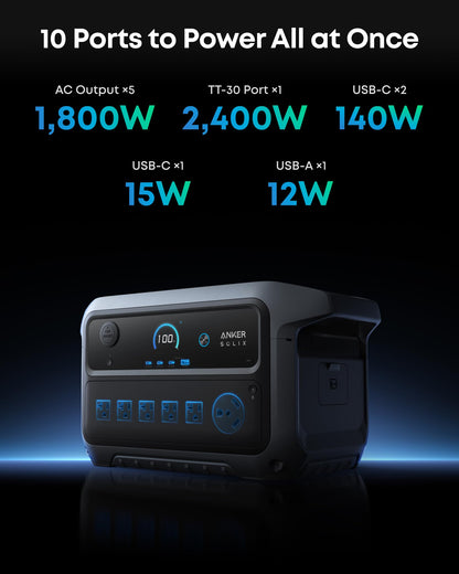 Anker SOLIX C2000 Gen 2 Portable Power Station and Expansion Battery