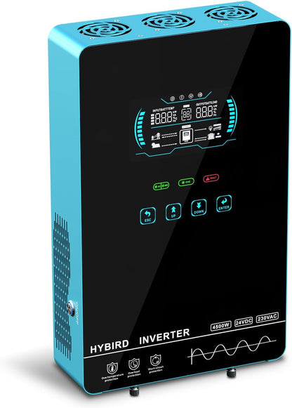 POWLAND 4000W Hybrid Solar Inverter | 140A MPPT Controller & LCD Display | 24V to 120V Pure Sine Wave for Home, RV, Off-Grid | Supports Battery-Less or AGM/Lithium Batteries