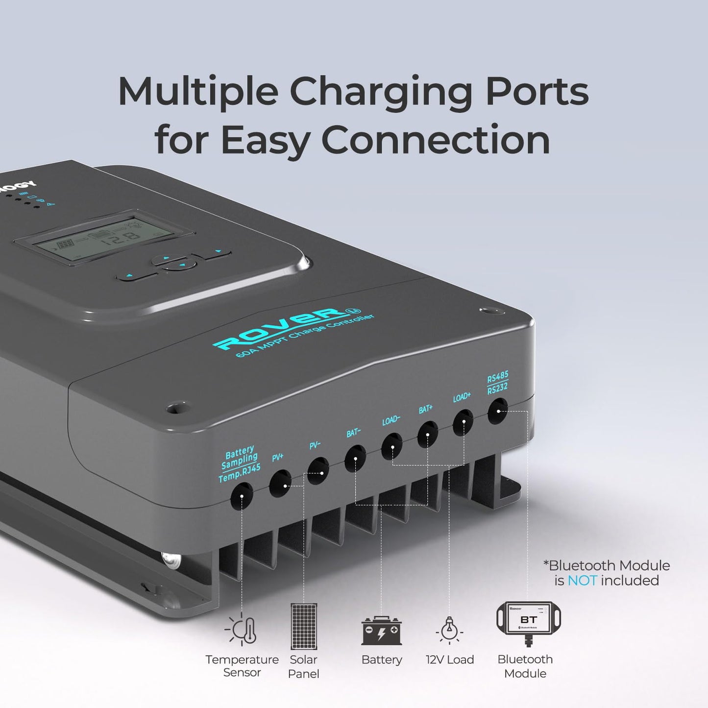 Renogy 40A MPPT Solar Charge Controller 12V/24V with RS485 Port Monitoring
