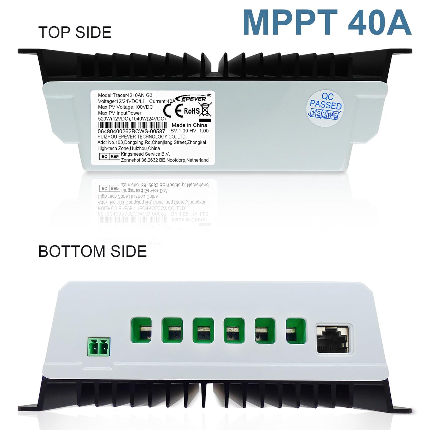 EPEVER MPPT Solar Charge Controller 40A Kit Tracer4210AN-G3 + MT52 + RTS