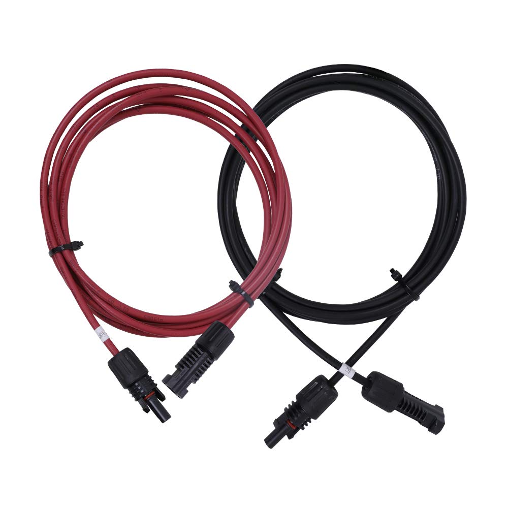 Renogy 20FT 12AWG Solar Panel Extension Cable with Female and Male Connectors, 20Ft. 12AWG, 1 Pair 20' 12 Gauge Red and Black