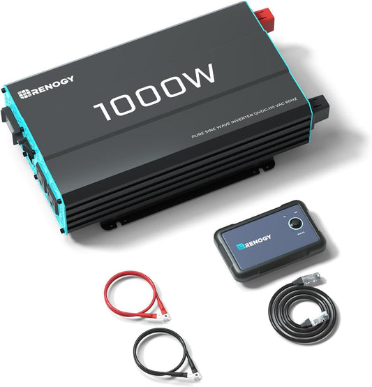 Renogy 1000W Pure Sine Wave Inverter 12V to 110V Over 90% Efficiency