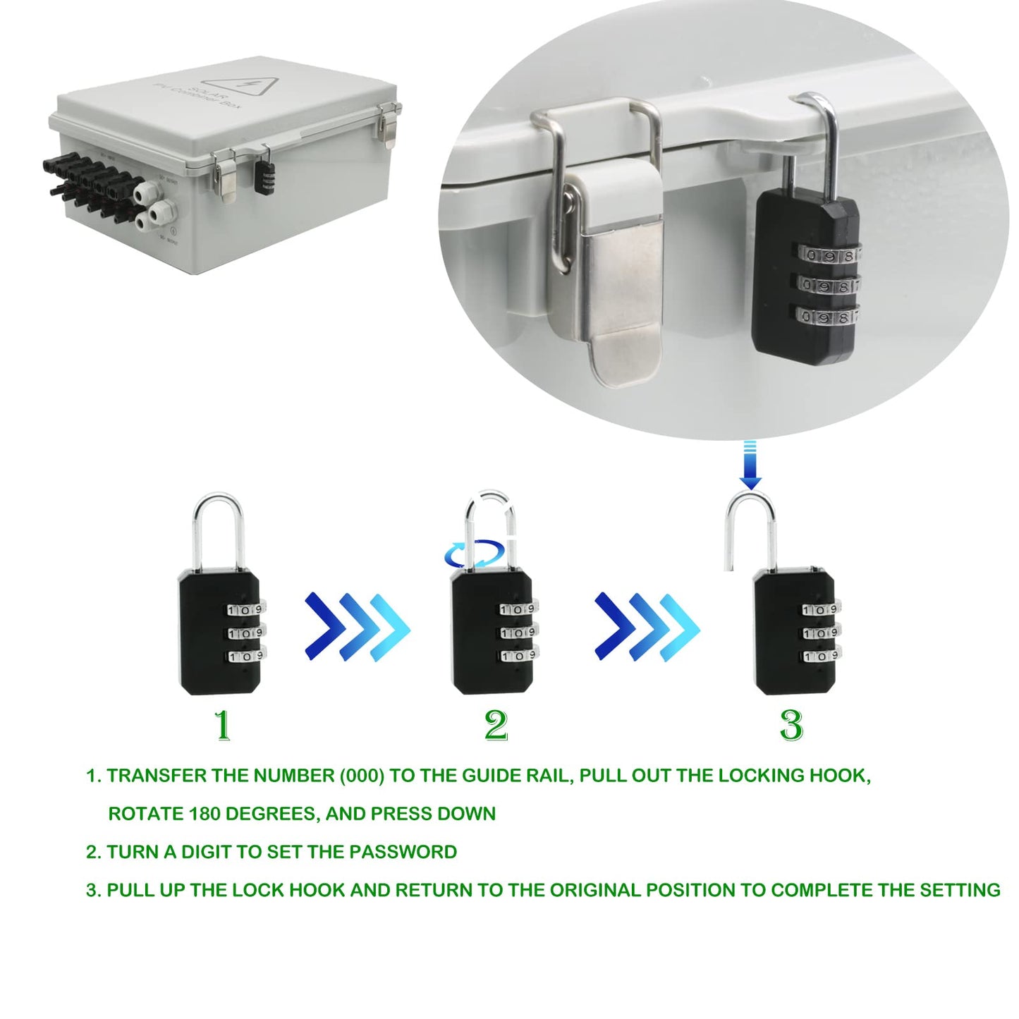 4 String Solar Combiner Box, IP65 Waterproof for On/Off Grid System, With Lightning Arrester, 15A Rated Current Fuse & 63A Circuit Breaker, Plastic Box