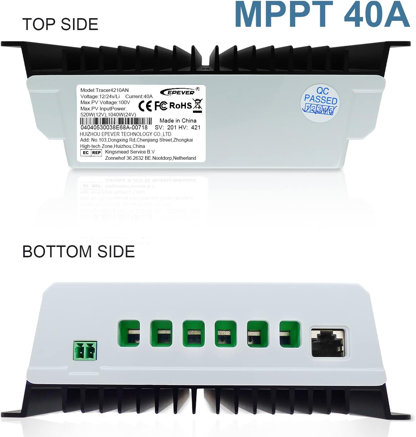 EPEVER MPPT Solar Charge Controller 40A Kit Tracer4210AN-G3 + MT52 + RTS