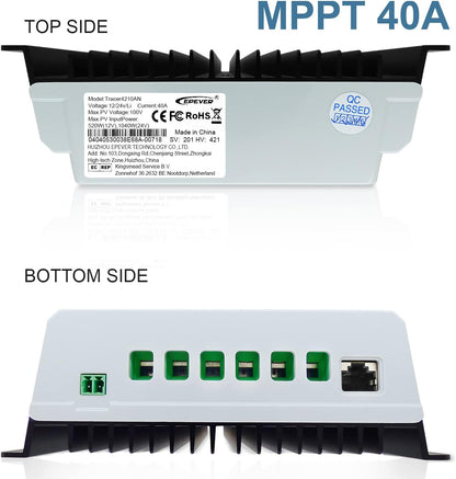 EPEVER MPPT Solar Charge Controller 40A Kit Tracer4210AN-G3 + MT52 + RTS