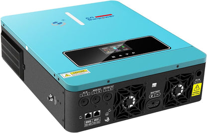 3600W solar hybrid inverter, 24V pure sine wave output (20V-30V input range) DC to AC 110V 60Hz and built-in 120A MPPT driver, for homes and vehicles