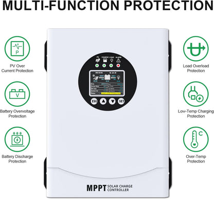 120A MPPT Solar Charge Controller, 12V 24V 36V 48V 60V 72V 84V 96V Battery System Auto , Solar Panel Charge Controller Regulator, LCD Display,Max Input PV 230V for FLD,LiFePO4,SLD,Gel,AGM