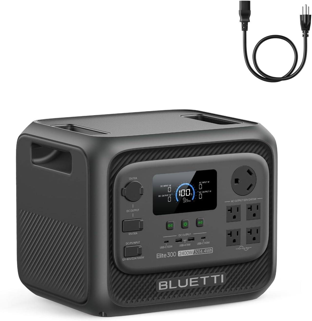 BLUETTI Elite 300 Portable Power Station with AC Cable 3014.4Wh 2400W LFP