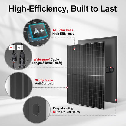 DOKIO 800W Solar Panels, 2-Pack of 400W, 31V, for 12V/24V Systems.