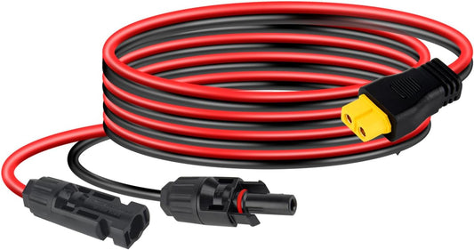 Solar Panel Plug to XT60 Charge Cable,10FT, 12AWG XT60 Plug Female Connector Adapter Battery Charger Cable for for RV Folding Solar Panel, Generators (10 FT)