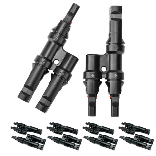 ANGSTROM T-Type Solar Branch Connectors for Parallel Solar Panel Adapter Connections, 1-Pair FMM+MFF