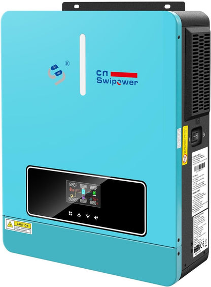 3600W solar hybrid inverter, 24V pure sine wave output (20V-30V input range) DC to AC 110V 60Hz and built-in 120A MPPT driver, for homes and vehicles