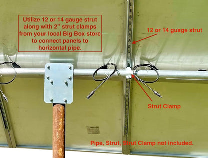 Solar Panel Array Top of Pole Ground Mount Bracket 2" - 2.5" - 3" Pipe Universal Bolt On