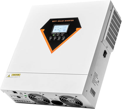 3000W Hybrid Solar Inverter, Pure Sine Wave Power Inverter Charger, 24V DC to 110/120V AC, Integrated 100A MPPT Solar Controller, Compatible with Off-Grid Systems and Various Battery Types