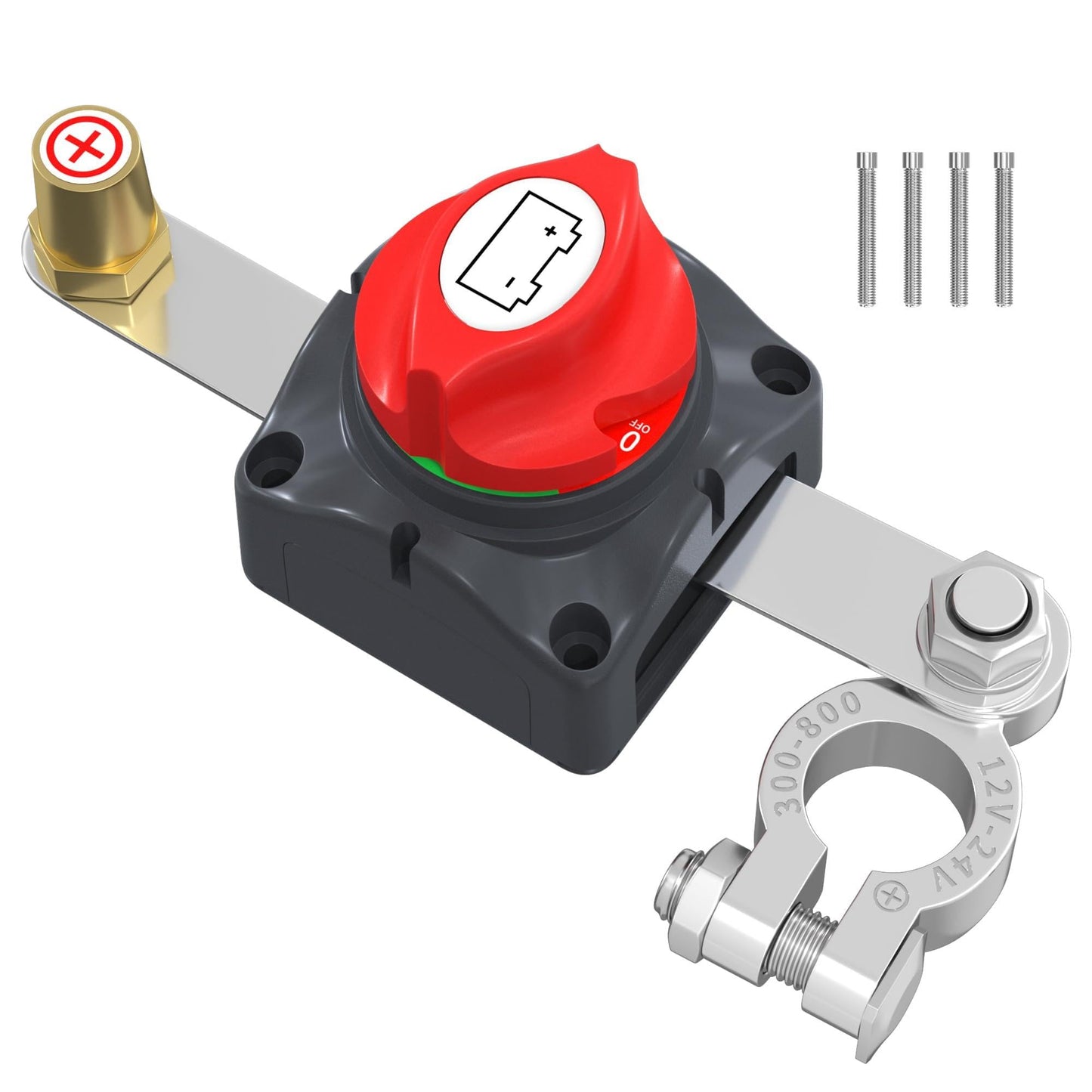Joinfworld Battery Disconnect Switch 12V-48V Waterproof Marine Battery Cut Off Switch Master for Car Boat RV ATV UTV Vehicles