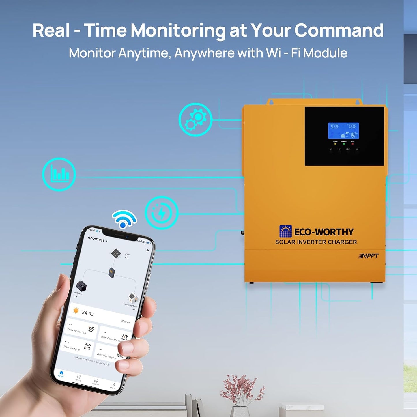 ECO-WORTHY 3500W 48V Pure Sine Wave Solar Inverter with Remote Monitoring