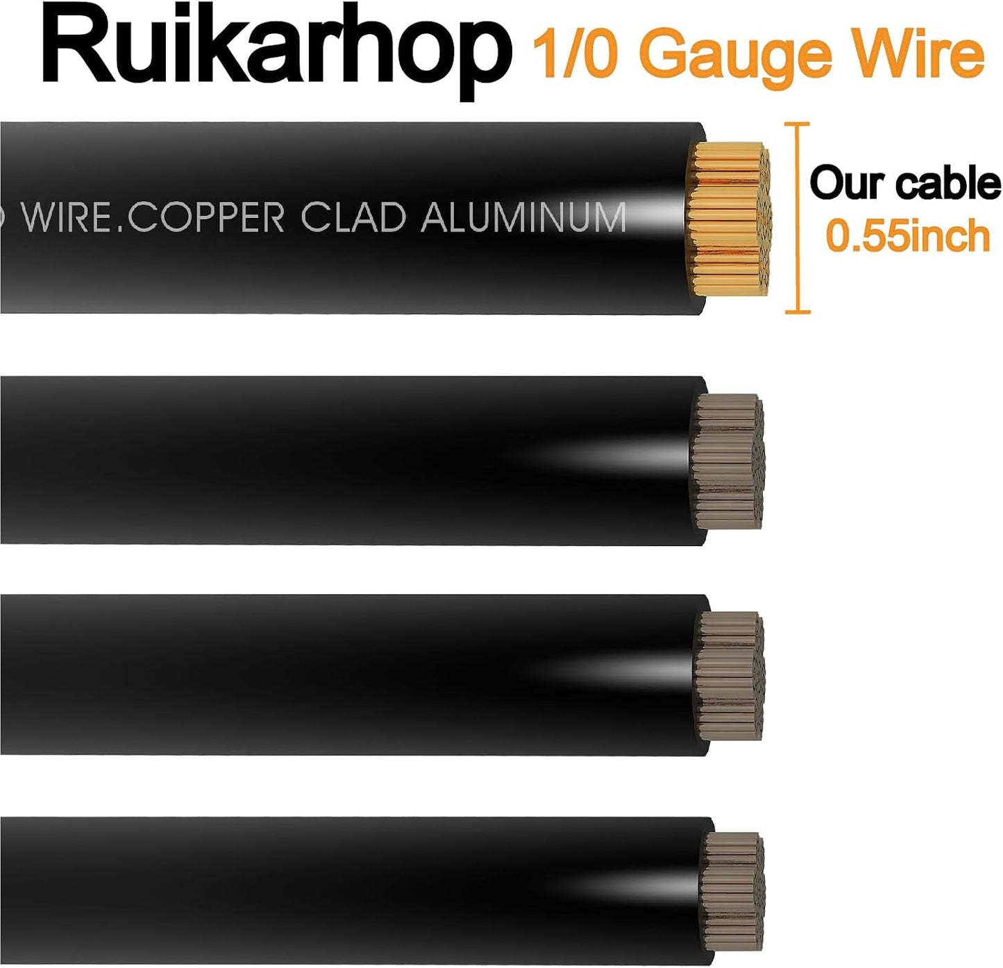 40FT 1/0 Battery Cable CCA,0 Gauge Wire with lugs for Amp,Winch,Automotive