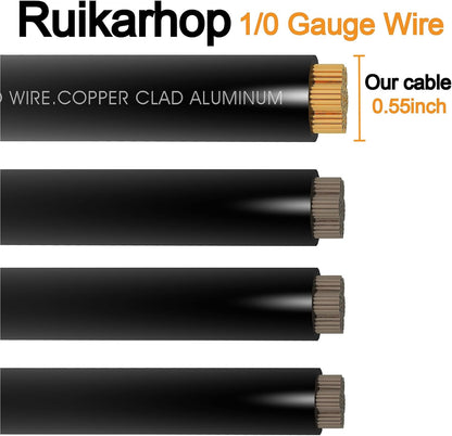 40FT 1/0 Battery Cable CCA,0 Gauge Wire with lugs for Amp,Winch,Automotive