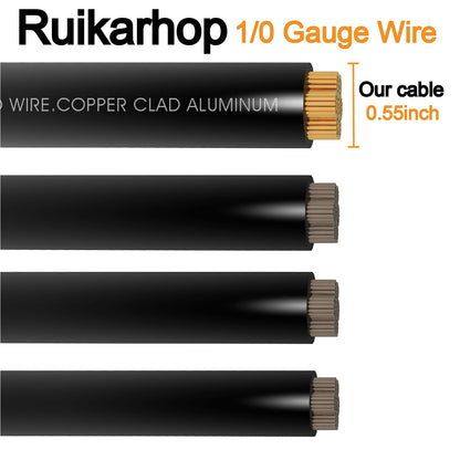 40FT 1/0 Battery Cable CCA,0 Gauge Wire with lugs for Amp,Winch,Automotive