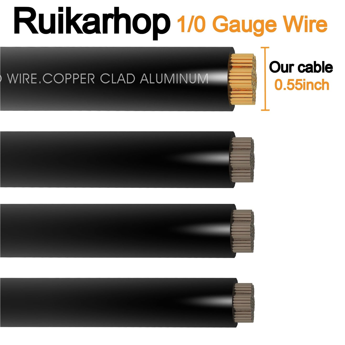 40FT 1/0 Battery Cable CCA,0 Gauge Wire with lugs for Amp,Winch,Automotive