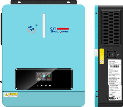 3600W solar hybrid inverter, 24V pure sine wave output (20V-30V input range) DC to AC 110V 60Hz and built-in 120A MPPT driver, for homes and vehicles
