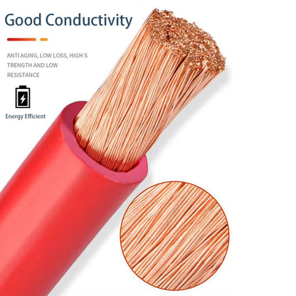 2 AWG Gauge 10 Feet Welding Battery Cable 3m Red + Black Pure Copper Power Wire for Inverter, Automotive, Car, Truck, Motorcycle, Boat, RV, Solar
