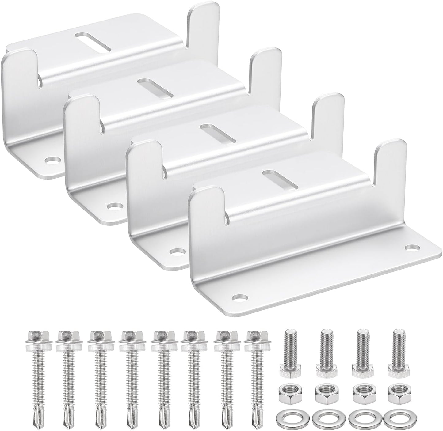 MECCANIXITY 1 Set Aluminum Solar Panel Mounting Brackets, Solar Panel Z Bracket Mounting Kit, Z Bracket Set with Screws for RV Roof Cabin Factory Installation, White