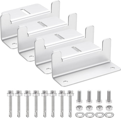 MECCANIXITY 1 Set Aluminum Solar Panel Mounting Brackets, Solar Panel Z Bracket Mounting Kit, Z Bracket Set with Screws for RV Roof Cabin Factory Installation, White