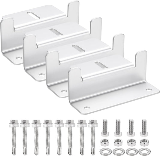 MECCANIXITY 1 Set Aluminum Solar Panel Mounting Brackets, Solar Panel Z Bracket Mounting Kit, Z Bracket Set with Screws for RV Roof Cabin Factory Installation, White