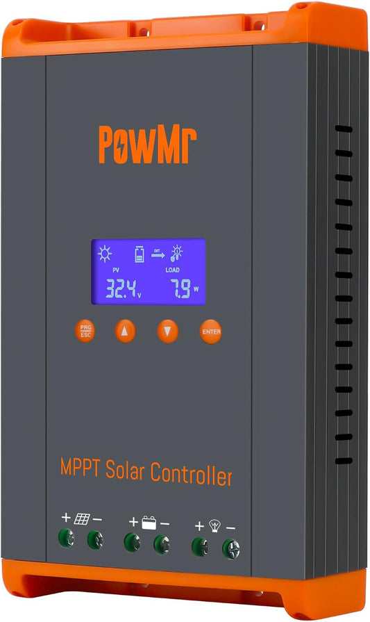 MPPT Charge Controller 60A 12V/24V/48V Auto, 60 amp Solar Charge Controller w/ LCD Display, Work with Lead-Acid and Lithium Batteries, Support 12(Max) Solar Regulator Connections in Parallel