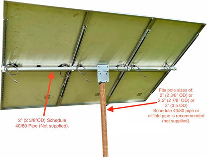 Solar Panel Array Top of Pole Ground Mount Bracket 2" - 2.5" - 3" Pipe Universal Bolt On