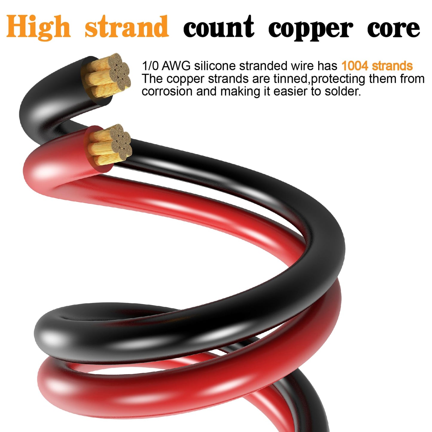 1/0 Gauge Battery Cable Wire Copper Clad Aluminum CCA Amp Wiring Kit 40FT Black/Red for Automotive Power Ground,Car Audio Speaker,Truck with 250A ANL Fuse Holder Lug Terminal Heat Shrink Tube