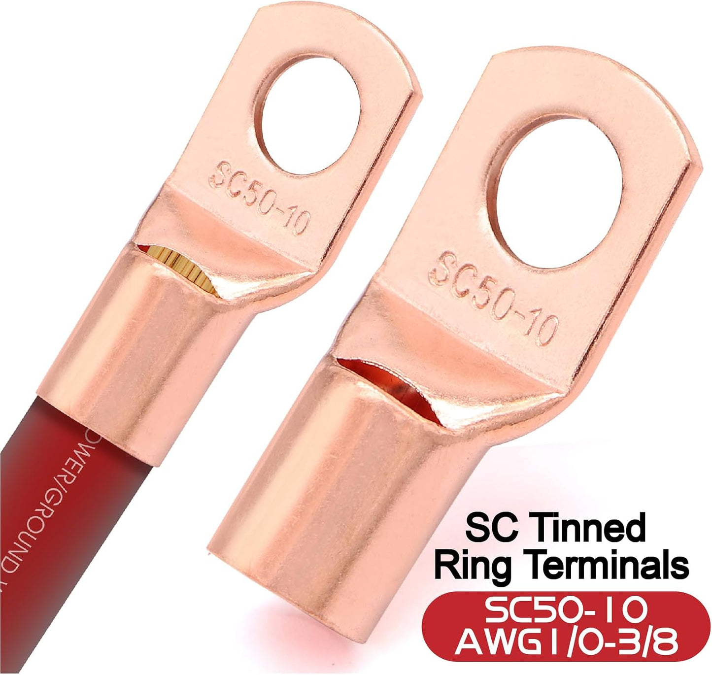 40FT 1/0 Battery Cable CCA,0 Gauge Wire with lugs for Amp,Winch,Automotive