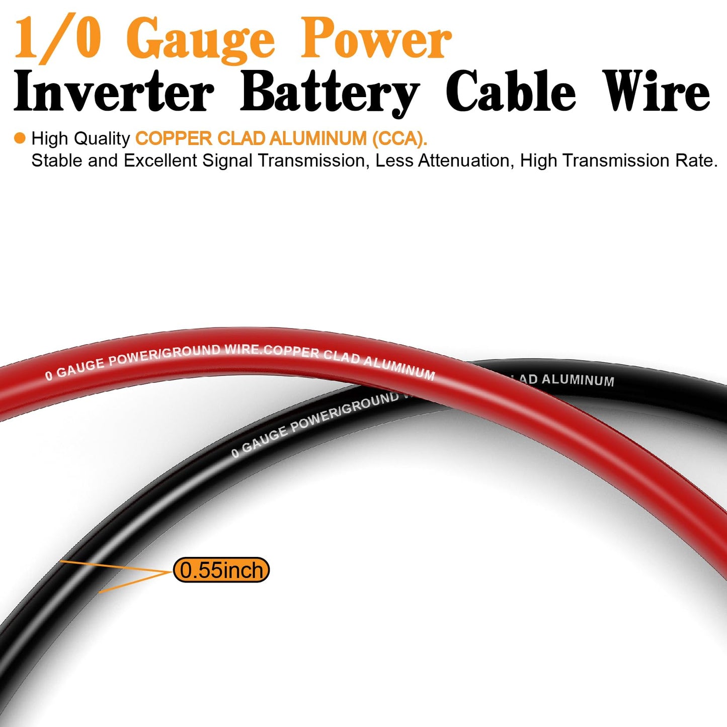 1/0 Gauge Battery Cable Wire Copper Clad Aluminum CCA Amp Wiring Kit 40FT Black/Red for Automotive Power Ground,Car Audio Speaker,Truck with 250A ANL Fuse Holder Lug Terminal Heat Shrink Tube