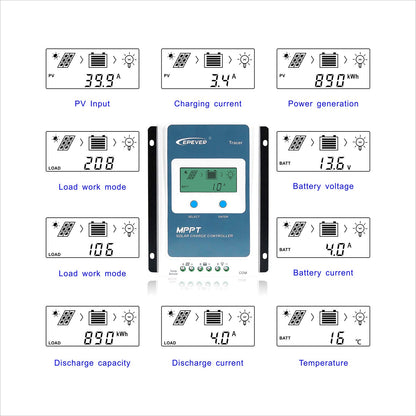 EPEVER MPPT Solar Charge Controller 40A Kit Tracer4210AN-G3 + MT52 + RTS